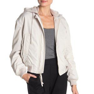 NWT Vince Bomber Jacket, Large, Faux Shearling- Hooded | Cozy Fall-Winter Style